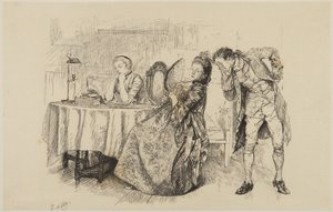 Ilustração para She Stoops to Conquer, de Goldsmith: «Então porque não lho diz logo?» de Edwin Austin Abbey
