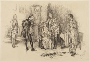 Ilustração para She Stoops to Conquer de Goldsmith: «Foi bem feito, senhor, ajudar a tornar-me ridícula?» de Edwin Austin Abbey