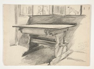 Estudo do Interior: Rothenburg, estudo de uma mesa gótica de Edwin Austin Abbey