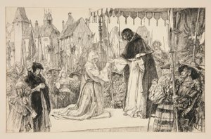 Isabella e o Duque - Acto V, Cena I, Medida por Medida de Edwin Austin Abbey