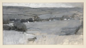 Paisagem com a vaca em primeiro plano de Edwin Austin Abbey