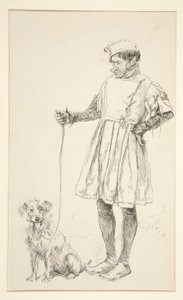Lance e seu cachorro, do Ato IV, Cena IV, Dois Cavalheiros de Verona de Edwin Austin Abbey