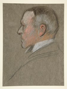 Cabeça de perfil esquerdo do homem, para Coroação de Edw. VII de Edwin Austin Abbey