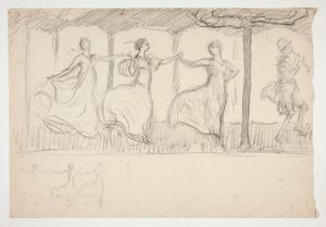 Linha de mulheres a dançar - (ilustração não identificada) de Edwin Austin Abbey