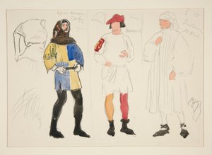 Traje de linho, Traje de padeiro, Cavalheiro: esboço do figurino para Henry Irving de Edwin Austin Abbey