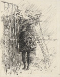 Homem na Chuva, estudo para ilustração a de Edwin Austin Abbey