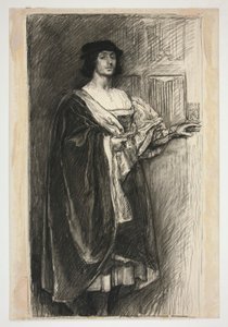 Homem em traje renascentista - (ilustração não identificada para uma peça de Shakespeare?) de Edwin Austin Abbey