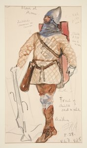 Man of Arms, esboço do traje para Henry Irving de Edwin Austin Abbey
