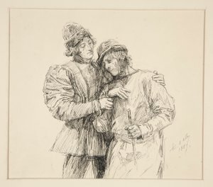 Orlando e Adam, ilustração para o Acto II, Cena iv, As You Like It de Edwin Austin Abbey