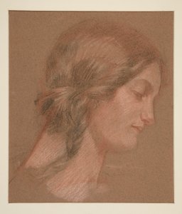 Retrato de uma mulher no perfil de Edwin Austin Abbey
