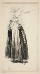 Próspero e Ariel, ilustração para Ato V, Cena i, A Tempestade de Edwin Austin Abbey