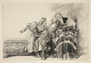 Proteus e o Duque, do Acto III, Cena i, Dois Cavalheiros de Verona de Edwin Austin Abbey