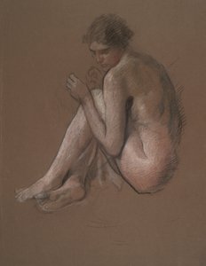 Figura feminina nua sentada. de Edwin Austin Abbey