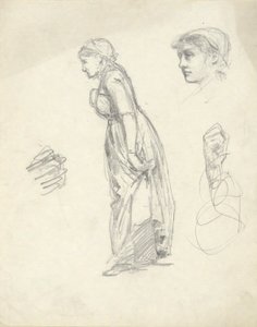 Folha de Estudos: Mulher, Cabeça, e Mãos de Edwin Austin Abbey