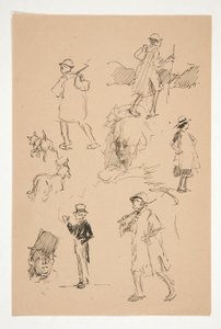 Folha de esboços de figuras do país de Edwin Austin Abbey