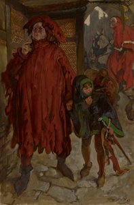 Sir John Falstaff com seu pajem, Rei Henrique IV, Parte II, Ato I, Cena II de Edwin Austin Abbey