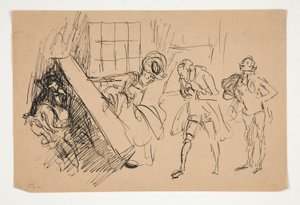 Esboço para Escola para Escândalo, ilustração para Scribner de Edwin Austin Abbey