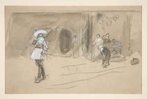 Esboço para uma ilustração para Selections from the Poetry of Robert Herrick (livro publicado por Harper em 1882, publicado anteriormente em Harper de Edwin Austin Abbey