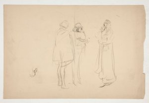 Esboço de Três Homens, de Mercador de Veneza de Edwin Austin Abbey