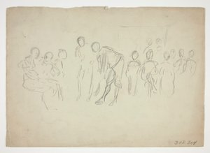 Esboço de uma multidão - ilustração não identificada de Edwin Austin Abbey