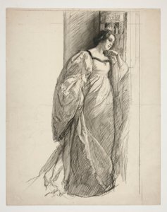 Esboço de uma senhora, ilustração para de Edwin Austin Abbey