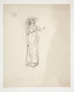 Esboço de uma mulher - ilustração não identificada de Edwin Austin Abbey
