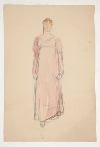Esboço de uma mulher em cor-de-rosa - estudo de fantasia para uma peça de teatro? de Edwin Austin Abbey