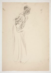 Esboço de uma mulher, curvada e rezando de Edwin Austin Abbey
