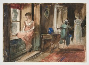 Esboço de figuras em um interior de Edwin Austin Abbey