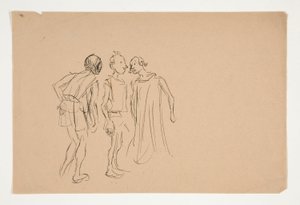Esboço de três homens (estudo para 1937.1072?), do Comerciante de Veneza de Edwin Austin Abbey