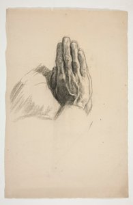 Esboço de duas mãos, unidas em oração de Edwin Austin Abbey