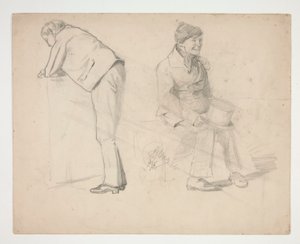 Esboço de dois homens - ilustração não identificada de Edwin Austin Abbey