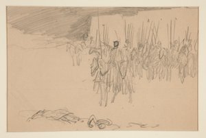 Soldado a cavalo - (ilustração não identificada) de Edwin Austin Abbey