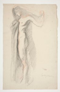 Estudo da figura das 18h, para o mural The Hours no edifício do Capitólio do Estado em Harrisburg, Pensilvânia de Edwin Austin Abbey