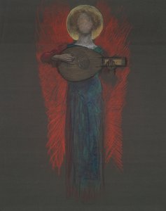 Estudo, Anjo com Instrumento Musical de Edwin Austin Abbey