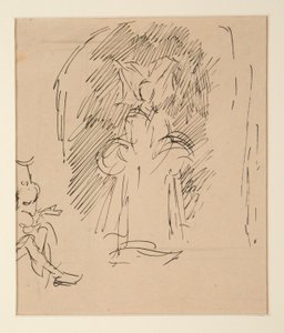 Estudo para Sacerdote e a Grande Senhora (aguarela) de Edwin Austin Abbey
