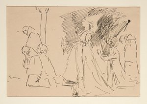 Estudo para Sacerdote e a Grande Senhora (aguarela) de Edwin Austin Abbey