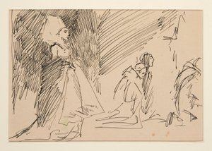 Estudo para Sacerdote e a Grande Dama (aquarela) de Edwin Austin Abbey