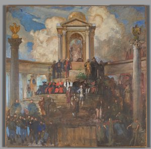 Estudo para a Apoteose da Pensilvânia, Câmara dos Representantes, Pennsylvania State Capitol, Harrisburg de Edwin Austin Abbey