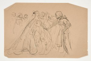 Estudo para The Quest of the Holy Grail (série de quinze pinturas para a Biblioteca Pública de Boston, concluída em 1901) de Edwin Austin Abbey