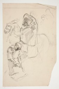 Estudo para The Quest of the Holy Grail (série de quinze quadros para a Biblioteca Pública de Boston, concluída em 1901) de Edwin Austin Abbey