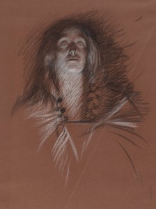 Estudo para a cabeça de uma mulher celta, de The Play Scene, Hamlet, acto 3, cena 2 de Edwin Austin Abbey