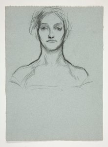 Estudo para pastel (.2228): Retrato de uma jovem mulher de Edwin Austin Abbey