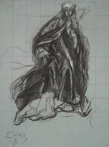 Estudo para a Rainha, de The Play Scene, Hamlet, ato 3, cena 2 de Edwin Austin Abbey