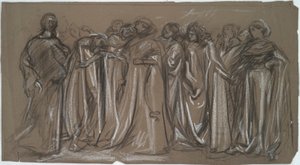 Estudo para as virtudes cativas, estudo de figuras para de Edwin Austin Abbey