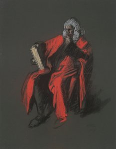 Estudo para a figura do Chefe de Justiça Thomas McKean, em de Edwin Austin Abbey