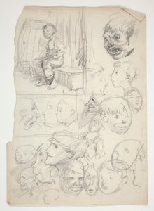 Estudo de um rapaz, estudo de rostos de Edwin Austin Abbey