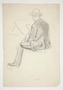 Estudo de um homem sentado, desenhando de Edwin Austin Abbey