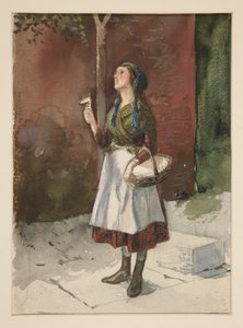 Estudo de uma jovem em um jardim de Edwin Austin Abbey