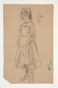 Estudo de uma jovem rapariga em pinafore de Edwin Austin Abbey